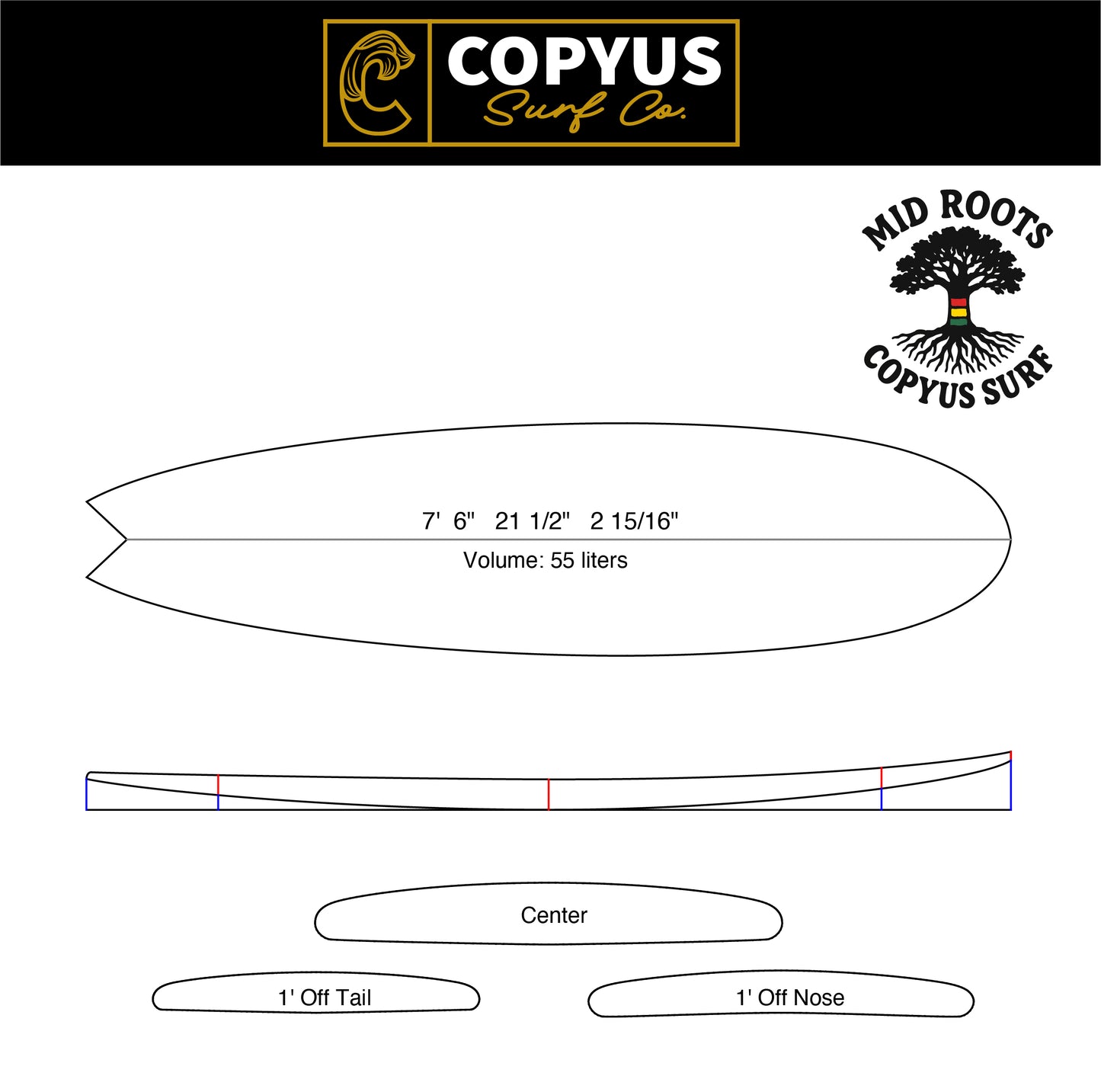 Mid Roots Epoxy Midlength Surfboard