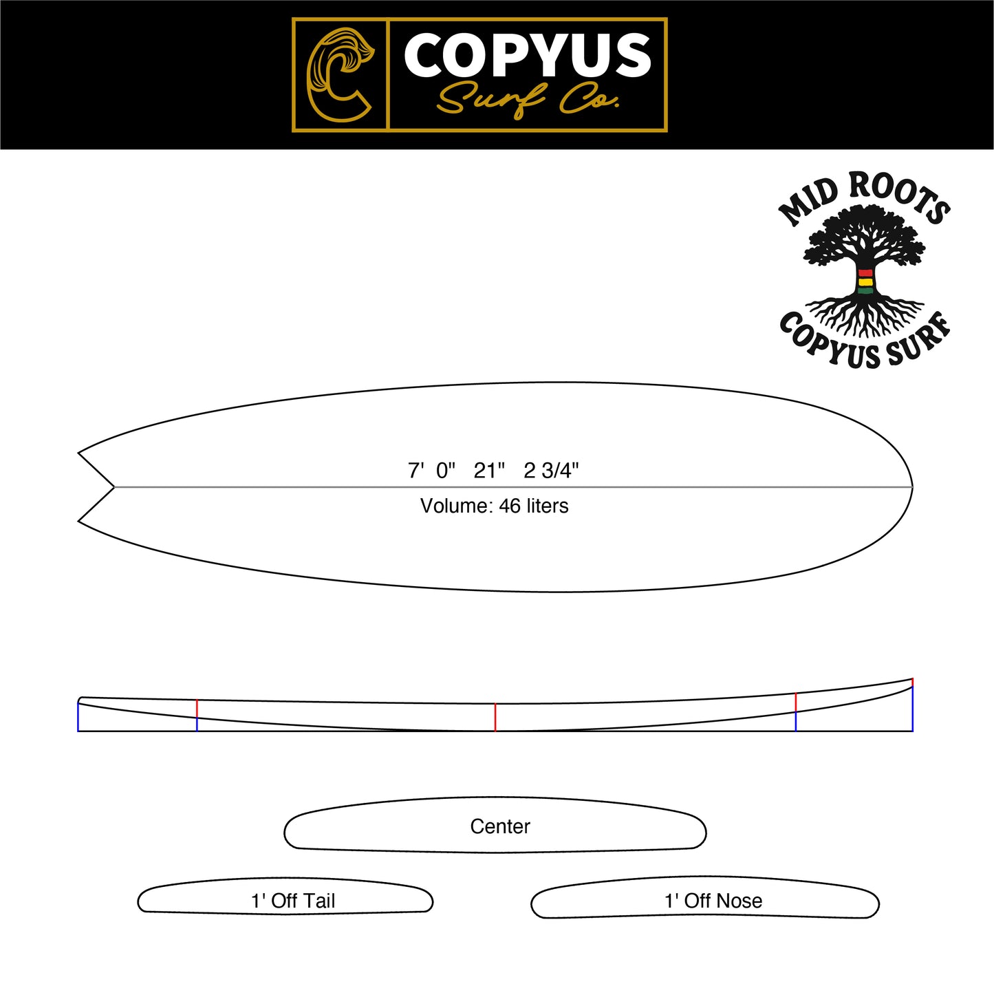 Mid Roots Epoxy Midlength Surfboard